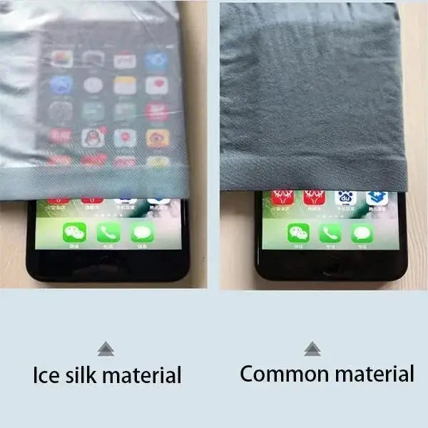 two pictures of a cell phone and a plastic bag
